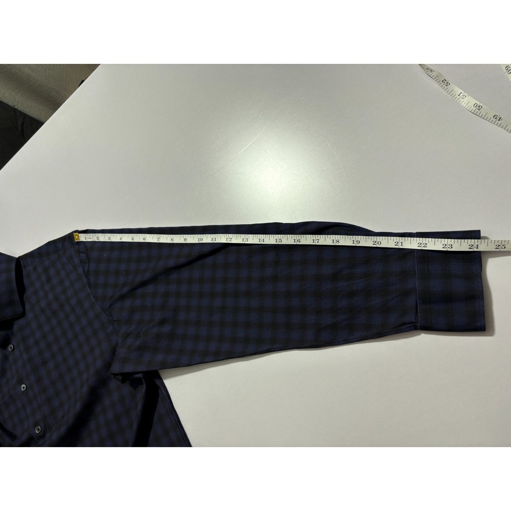 Bugatchi Shirt OoohCotton Tech 8 Way Stretch Button Up Blue Gingham Check Men XL - Picture 15 of 15